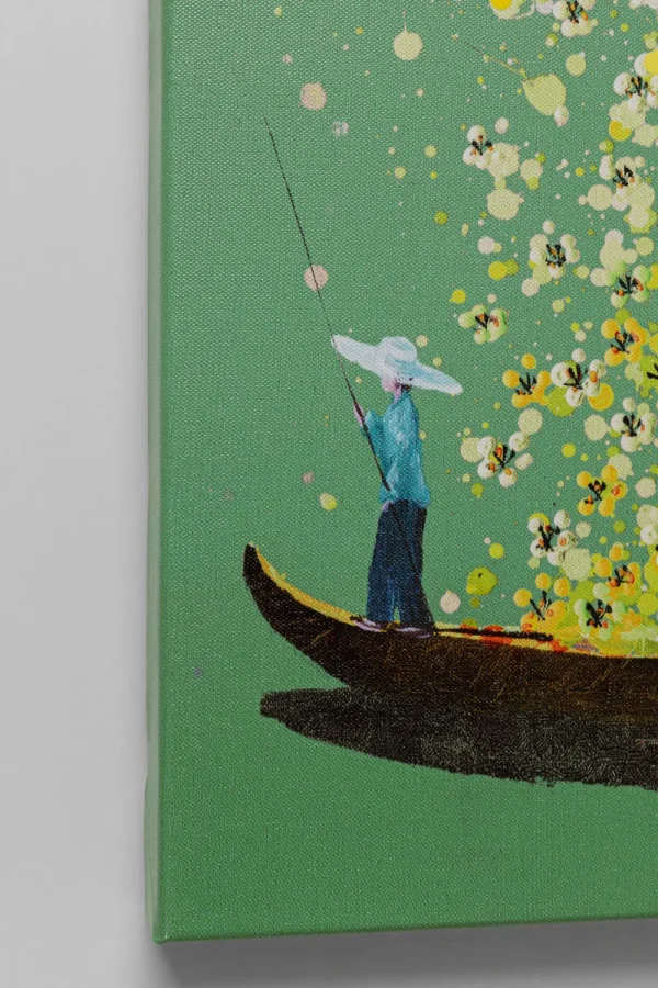 KARE Design Schilderij Flower Boat Green Yellow 80x100cm