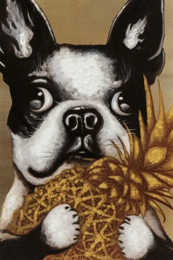 KARE Design Schilderij Touched Dog With Pineapple 80x80cm