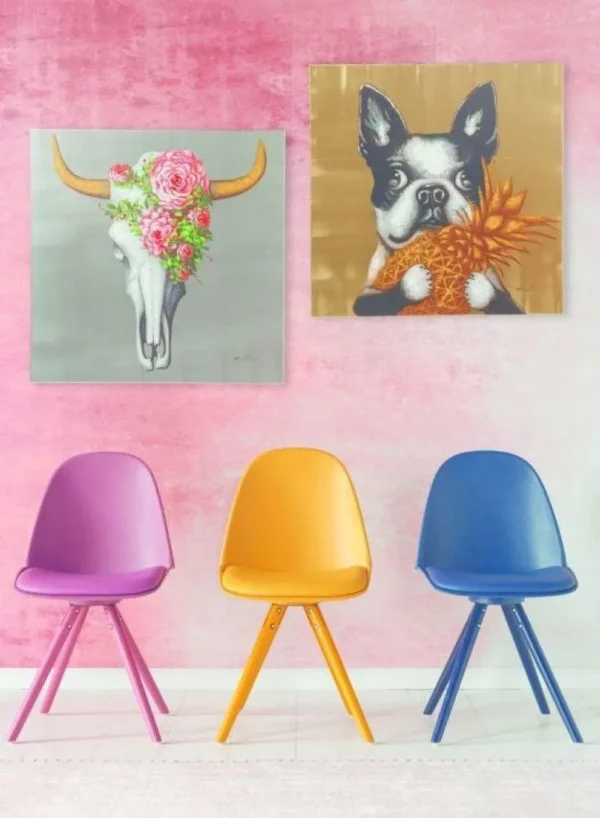 KARE Design Schilderij Touched Dog With Pineapple 80x80cm