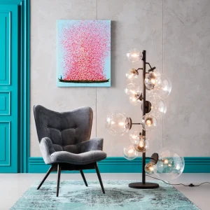 KARE Design Schilderij Touched Flower Boat Blauw-Roze 100x80cm