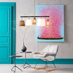 KARE Design Schilderij Touched Flower Boat Blauw-Roze 160x120cm