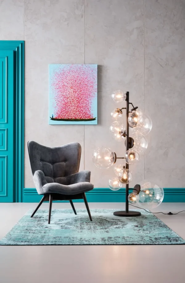 KARE Design Schilderij Touched Flower Boat Blauw-Roze 100x80cm