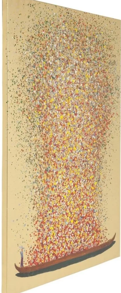 KARE Design Schilderij Touched Flower Boat Goud-rood 100x80cm