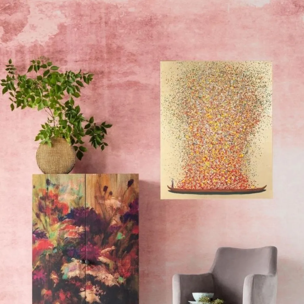 schilderij_touched_flower_boat_goudrood_xcm_5.webp KARE Design Schilderij Touched Flower Boat Goud-rood 100x80cm