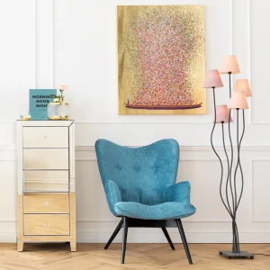 KARE Design Schilderij Touched Flower Boat Goud-Roze 100x80cm