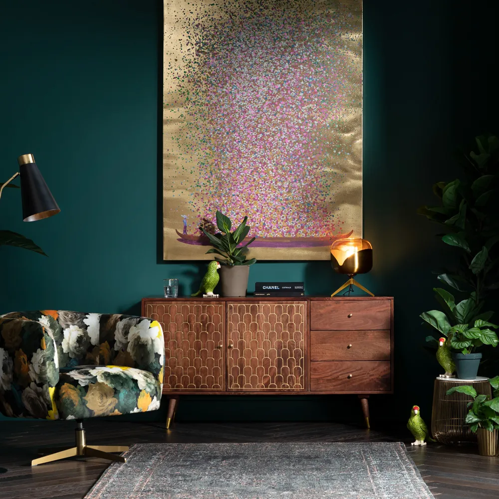 schilderij_touched_flower_boat_goudroze_xcm_0.webp KARE Design Schilderij Touched Flower Boat Goud-Roze 160x120cm