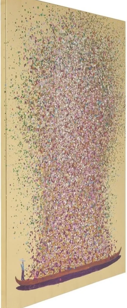 KARE Design Schilderij Touched Flower Boat Goud-Roze 100x80cm