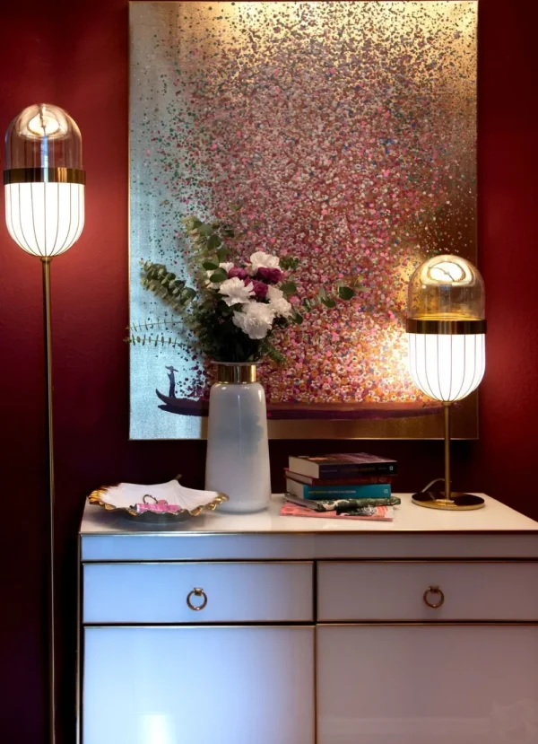 KARE Design Schilderij Touched Flower Boat Goud-Roze 100x80cm