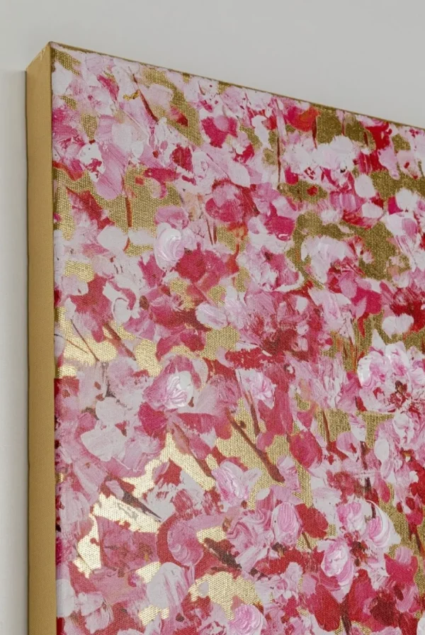 KARE Design Schilderij Touched Flower Couple Goud-Roze 100x80cm