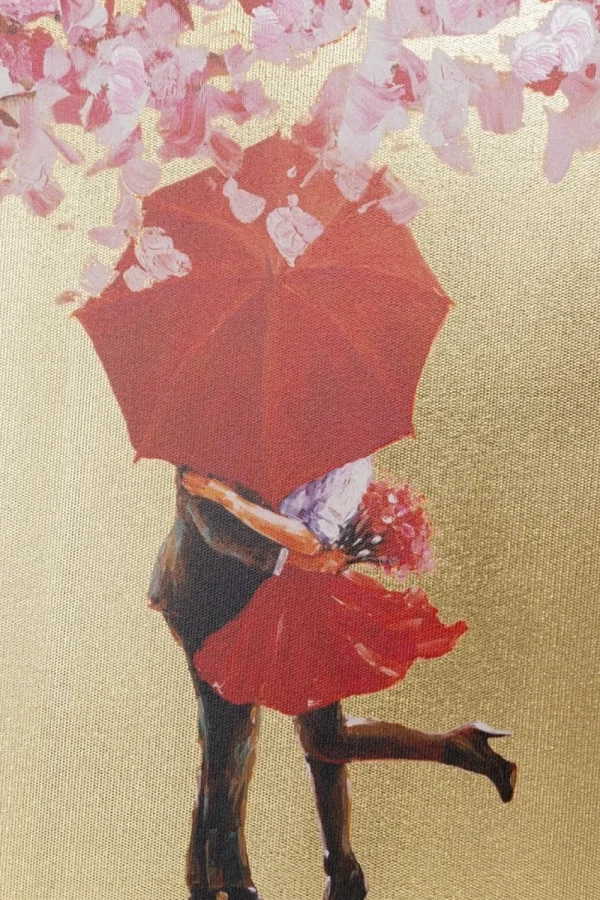 KARE Design Schilderij Touched Flower Couple Goud-Roze 100x80cm