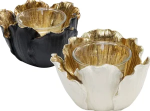 KARE Design Theelichthouder Flower Bloom Creme Goud Ø10cm