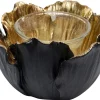 KARE Design Theelichthouder Flower Bloom Zwart Goud Ø10cm