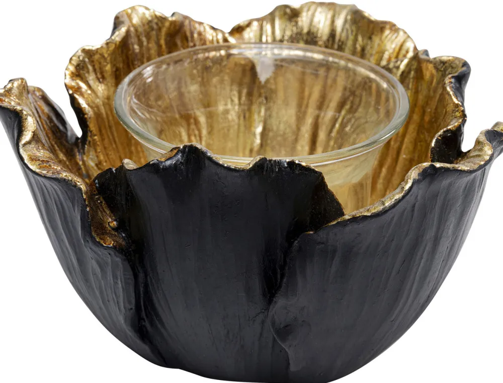theelichthouder_flower_bloom_zwart_goud_cm_0.webp KARE Design Theelichthouder Flower Bloom Zwart Goud Ø10cm