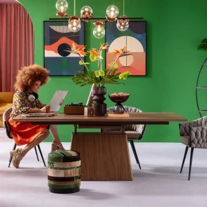 KARE Design Uitschuifbare Eettafel Benvenuto Walnut 200(50)x110cm