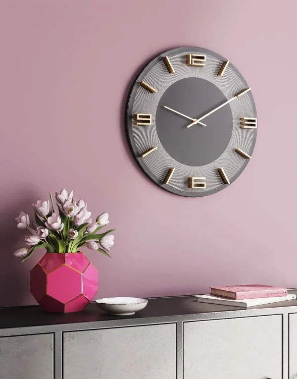 KARE Design Wandklok Leonardo Grijs-Goud