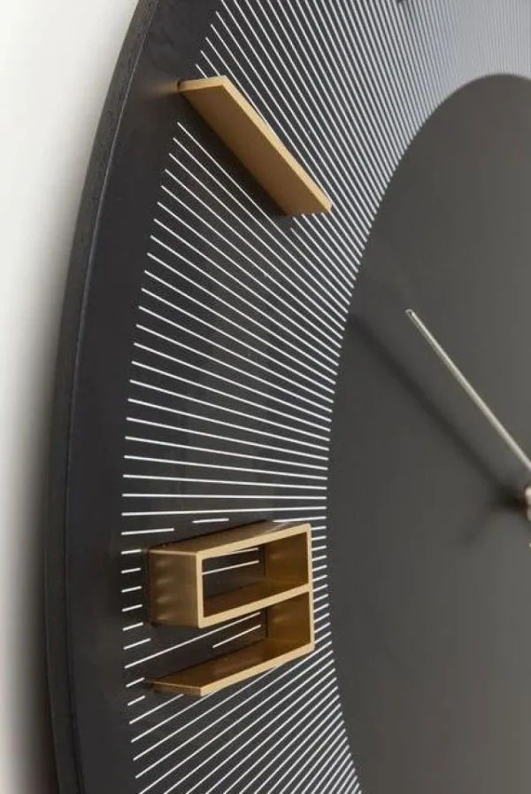 KARE Design Wandklok Leonardo Zwart-Goud 50cm